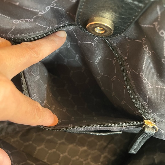 ALDO black natural straw tote bag tassel gold hardware embellishment - Picture 10 of 16